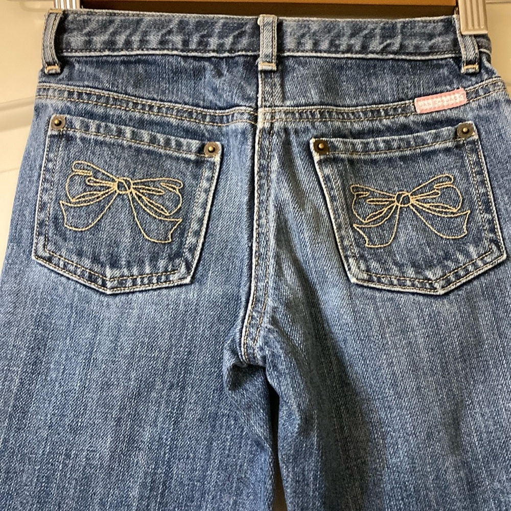 Girls Classic Blue Denim Jeans with Bow Detail